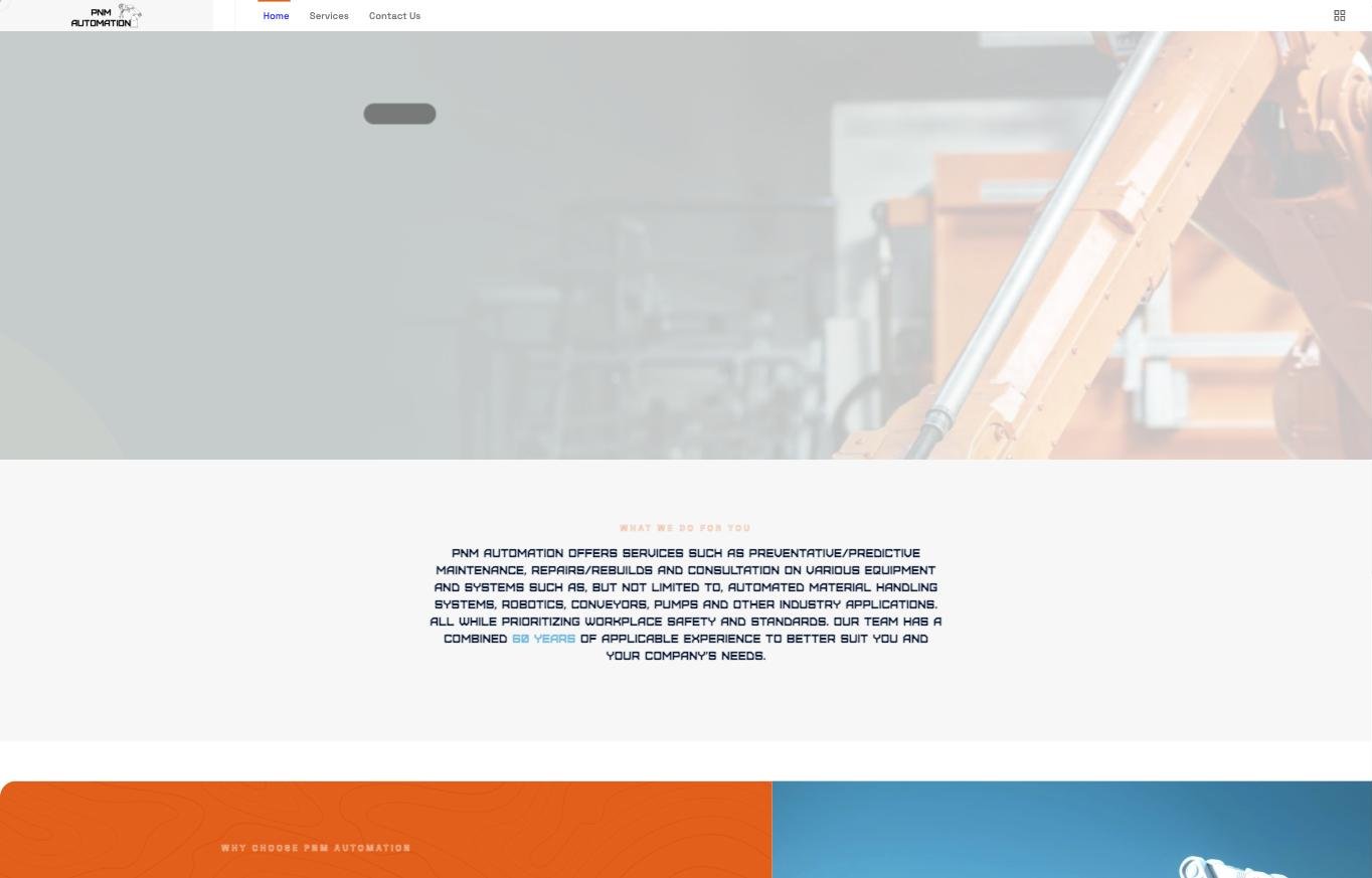 Homepage of the PNM Automation website