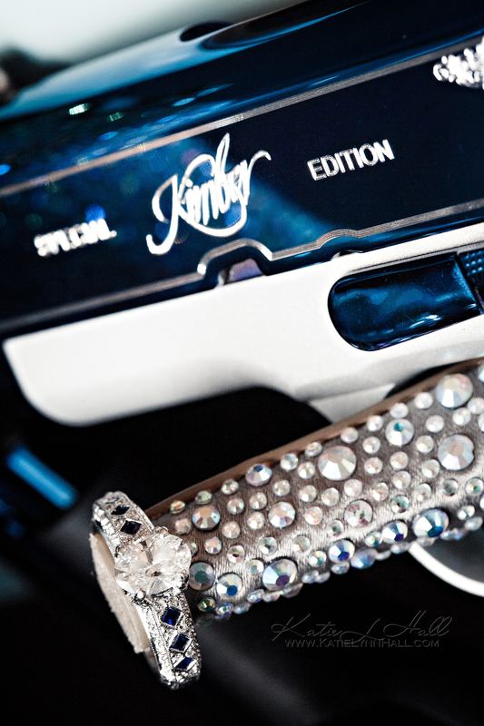 Close-up of a jeweled custom pistol grip